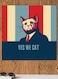 Yes We Cat Themed Printed MDF Wall Art Blue/Red/Yellow 30x30cm