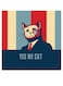 Yes We Cat Themed Printed MDF Wall Art Blue/Red/Yellow 30x30cm