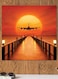 Airplane And Sunset Themed Printed MDF Wall Art Orange/Black/Yellow 30x30cm