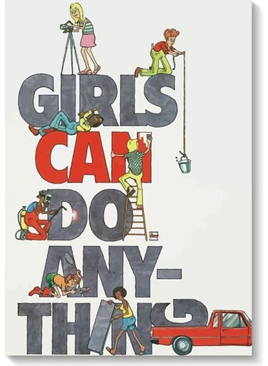 Girls Can Do Any Thing Printed Wall Art Grey/Red/White 40x60cm