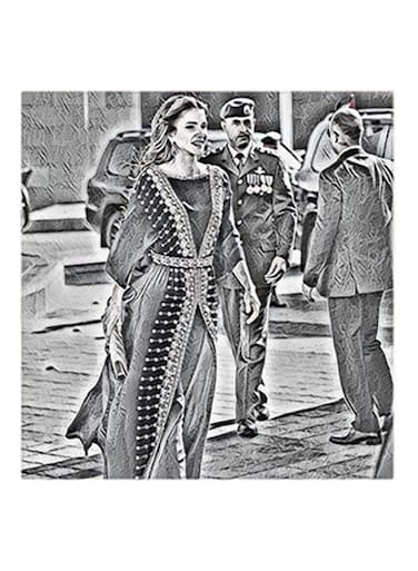 Queen Rania Of Jordan MDF Wall Art Grey/Black