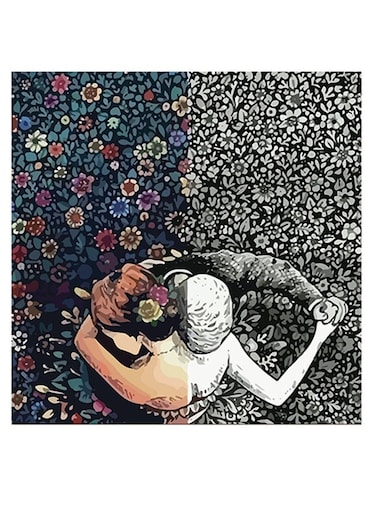 Slow Dance Themed Wall Art White/Green/Black 30x30cm