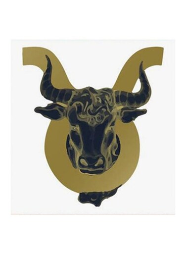 Taurus Sign MDF Wall Art Black/Yellow 30x30cm