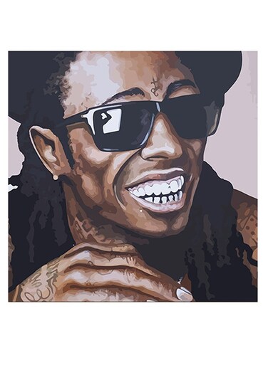 Lil Wayne Printed Wall Art Brown/Black/White 30x30cm