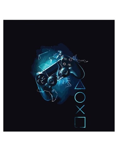 PlayStation Themed Wall Art Black/Blue 30x30cm