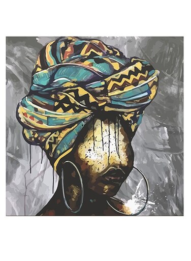 Women Themed Decorative Wall Art Grey/Blue/Brown 30x30cm