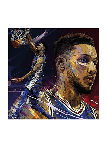Ben Simmons Basketball Player MDF Wall Art Multicolour 30 X 30cm