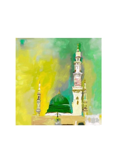 Islamic Al-Masjid An-Nabawi And Mdf Wall Art Multicolour 30x30centimeter