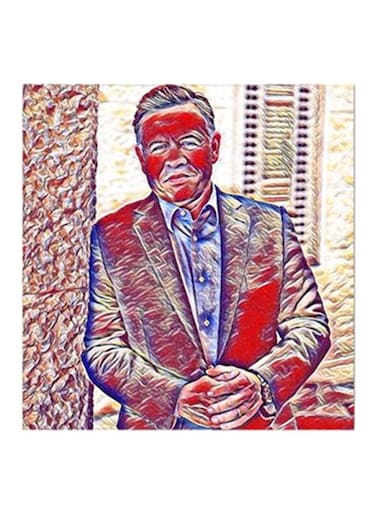 King Abdullah Of Jordan MDF Wall Art Multicolour 30x30cm