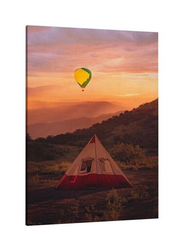 Hot Air Balloon Printed Framed Canvas Wall Art Orange/Green/Yellow 60x80centimeter