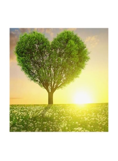 Love Green Tree MDF Wall Art Multicolour 30x30centimeter