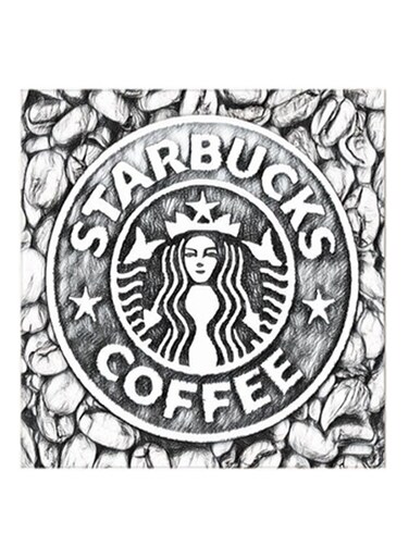 Starbucks Coffee MDF Wall Art Grey/Black