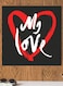 My Love Themed Wall Art Black/White/Red 30x30cm