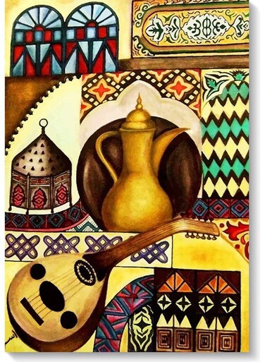 Arabian Mood Themed Wall Art Painting Multicolour 40x60cm