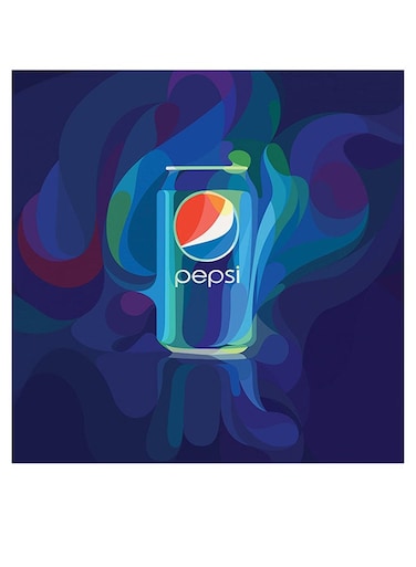 Pepsi Can Themed Printed MDF Wall Art Purple/Blue/Green 30x30cm