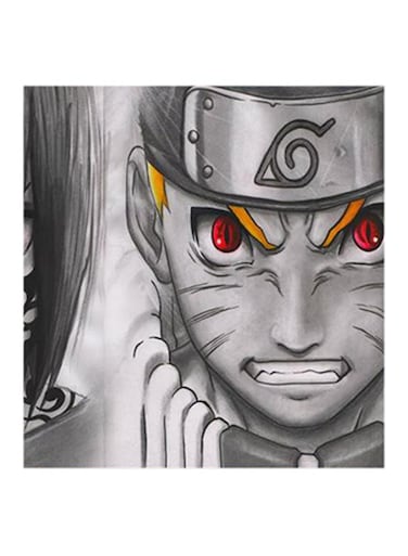 Naruto Sasuke MDF Wall Art Grey/Red