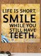 Smile Printed Wall Art Yellow/Black/Blue 30x30cm