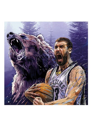 Marc Gasol Basketball Player MDF Wall Art Multicolour 30 X 30cm