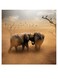 Elephant Themed Printed MDF Wall Art Beige/Gray/Black 30x30cm