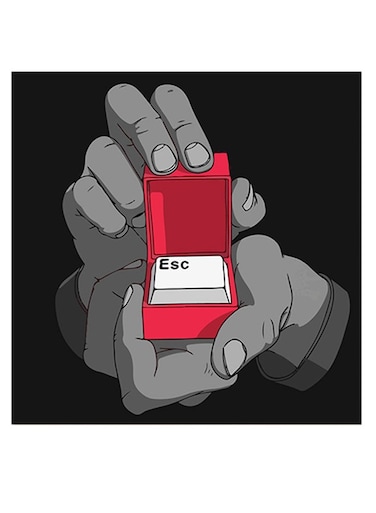 Esc Themed Wall Art Black/Red/White 30x30cm