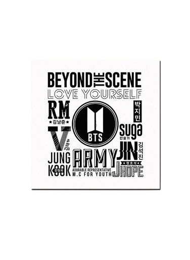 BTS Squad's Albums Wall Art Painting Black/White 30 x 30centimeter