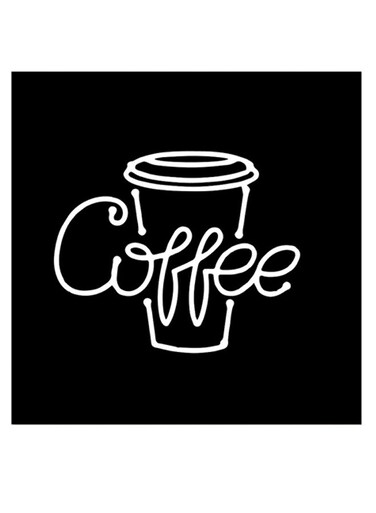 Coffee By Neon Themed Wall Art Black/White 30x30cm