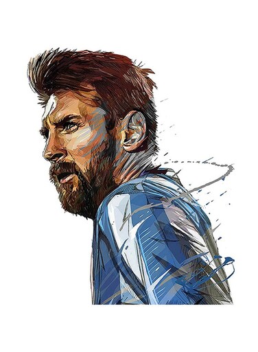 Messi Argentina MDF Wall Art Multicolour 30 X 30cm