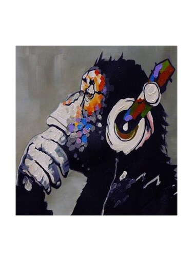 Monkey MDF Wall Art Multicolour 30x30cm