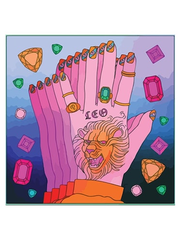 Leo Themed Wall Art Pink/Blue/Green 30x30cm