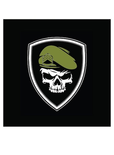 Military Skull Themed Wall Art Black/White/Green 30x30cm