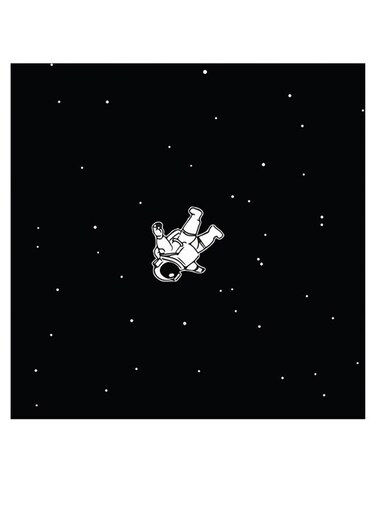 Astonaut Themed Wall Art Black/White 30x30cm