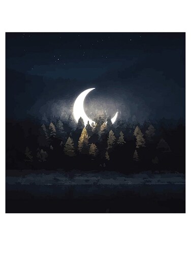 Moon Themed Wall Art Blue/White/Green 30x30cm