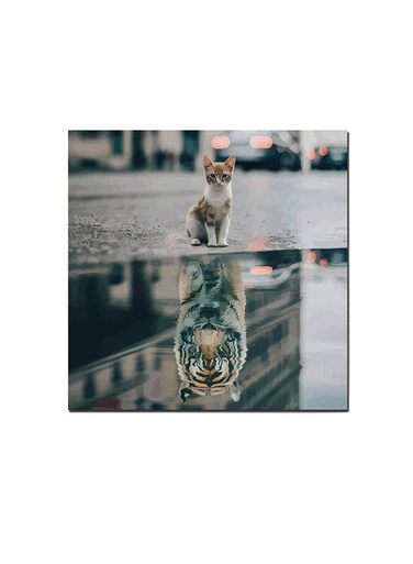 Cat And Tiger Wall Art Painting Multicolour 30 x 30cm