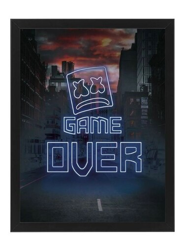 Game Over Neon Wall Art Poster Frame 21 x 30 cm