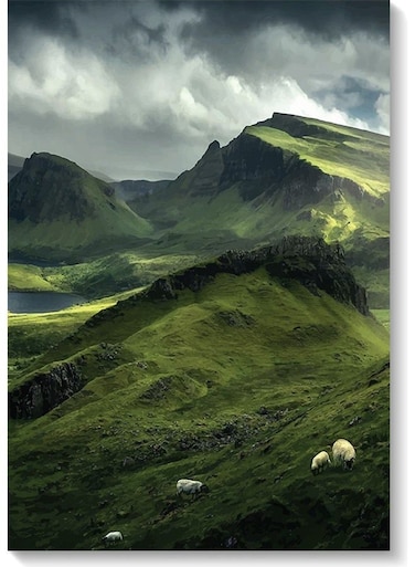 Green Mountains Wall Art Multicolour 40x60cm