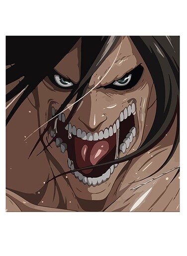Anime Printed Wall Art Brown/Black/White 30x30cm