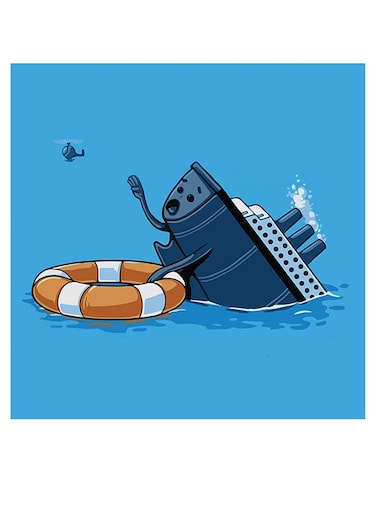 Titanic Printed Wall Art Blue/Orange/White 30x30cm