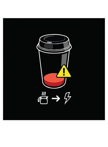 Coffee Lovers Themed Wall Art Black/Red/Yellow 30x30cm