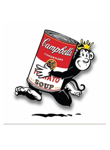 Monkey Themed Wall Art White/Black/Red 30x30cm