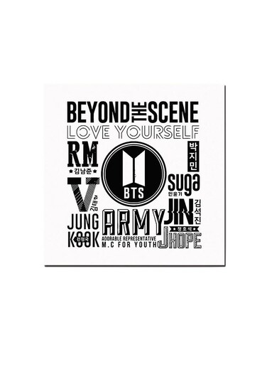 BTS Squad's Albums Wall Art Painting Black/White 30 x 30centimeter