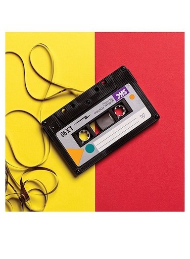 Cassette Themed Wall Art Yellow/Red/Black 30x30cm