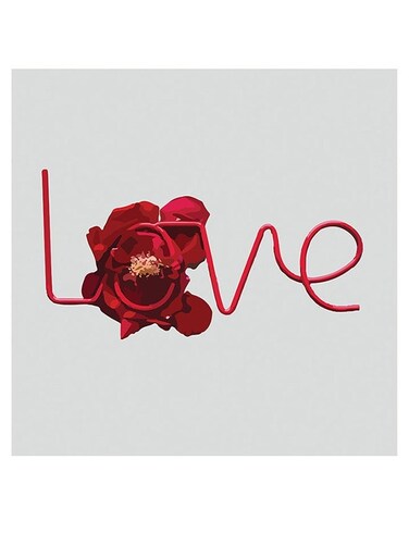 Love Themed Wall Art Grey/Red 30x30cm