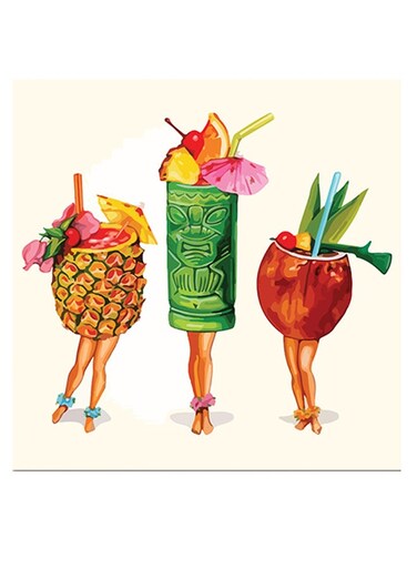 Cocktails Themed Wall Art Green/Beige/Yellow 30x30cm