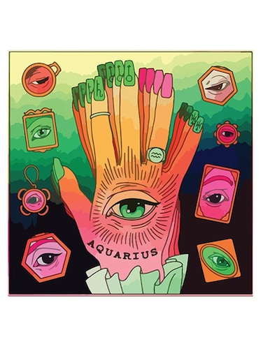 Aquarius Themed Wall Art Green/Pink/Brown 30x30cm