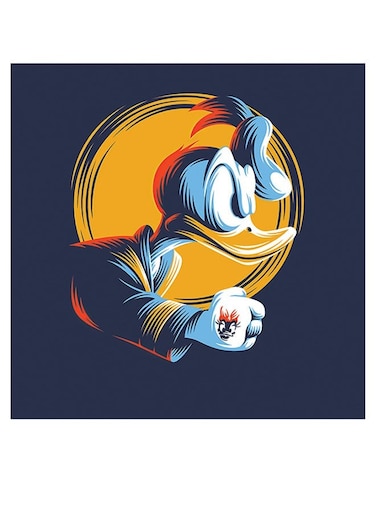 Donald Duck Themed Printed MDF Wall Art Blue/Yellow/White 30x30cm