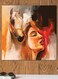 Woman And Horse Printed Wall Art White/Red/Yellow 30x30cm
