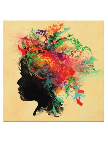 Printed MDF Wall Art Yellow/Red/Black 30x30cm