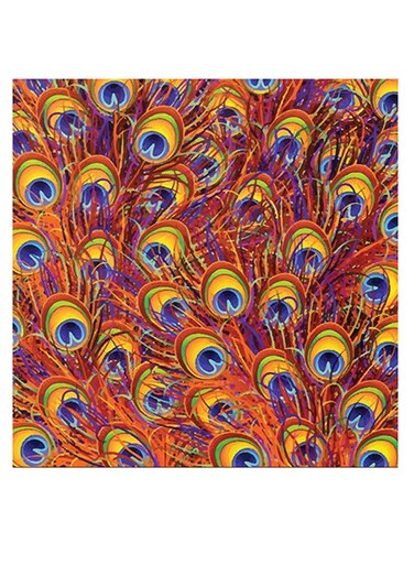 Peacock Themed Wall Art Orange/Blue 30x30cm