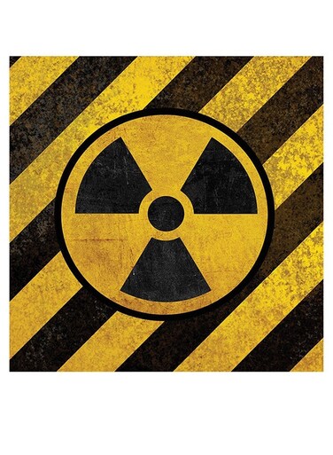 Radiation Hazard Themed Printed MDF Wall Art Black/Yellow 30x30cm