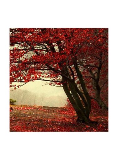 Nature Red Tree MDF Wall Art Multicolour 30x30cm